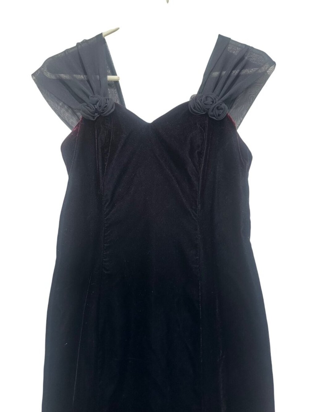 Vintage Rampage Vampire Bodycon Long Dress Small Red Velvet Whimsigoth Chiffon - Picture 8 of 16